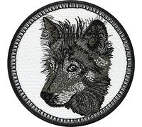 Toppa ricamata ferro o cucitura: Lupo - Toppa "Salva il lupo" - Patch animali locali - Abzeichen per la protezione dell'ambiente - Adesivo resistente alle intemperie con ricamo - 70x70mm