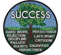 Toppa ricamata ferro o cucitura Motivazione Ispirazione Adesivo Successo | Successo - Lavoro duro, Disciplina, Critica, lunghe notti | Punti per il successo, patch fitness | 80x80mm