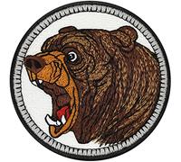 Toppa ricamata ferro o cucitura orso grizzly proteggiamo il pianeta | animale selvaggio del Canada tutela della natura | adesivo/applicazione "Salva il Pianeta" | patch per stirare | 65x65mm