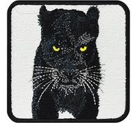 Toppa ricamata ferro o cucitura: Panthera nera - Patch con ricamo - Applicazione leopardo - Adesivo da annodare/stirare - Protezione della fauna selvatica - 75x75mm
