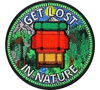 Toppa ricamata ferro o cucitura PASSIONE PER IL VIAGGIO | Patch "Perdersi nella natura" da cucire o stirare | Adesivo per amanti dell'escursionismo, campeggio | 80x80mm