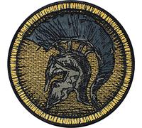 Toppa ricamata ferro o cucitura: Patch SPARTANO PREMIUM - Applicazione elmo spartano guerriero, mitologia greca, elmo di Spartacus, da cucire | Applique gladiatore | 80x80mm.