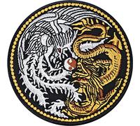 Toppa ricamata ferro o cucitura: Patch Yin Yang DRAGHI da cucire | Adesivo Dragon Couple Game of Thrones | Bügelbilder Yin Yang draghi cinesi | Sticker per tutti i tessuti | 80x80mm.