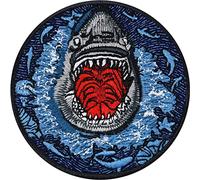 Toppa ricamata ferro o cucitura: Squalo bianco | Adesivo "Salva l'oceano" | Applique termoadesiva Squali | Patch Megalodon da cucire o termoadesivo | Applicazione per tutti i tessuti | 70x70mm