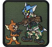 Toppa ricamata ferro o cucitura Tom e Jerry | patch morale tattico da annodare/stirare | gatto e topo toppe jeans applique militare per tutti i tessuti | dimensioni: 85x85mm