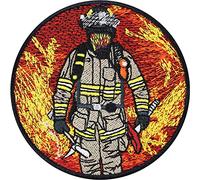 Toppa ricamata ferro o cucitura: Vigile del fuoco con l'ascia Patch Pompieri Soccorso Abbigliamento Accessorio Costume per Uomo | Applicazione fai-da-te da cucire Termoadesivo Stemmi | 80x80mm
