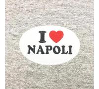 Toppa ricamata Italia - I Love Napoli (ovale - bianco)