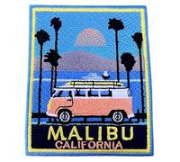 Toppa ricamata Malibu California (8,9 cm), da applicare con ferro da stiro, da cucire, da viaggio, souvenir negli Stati Uniti, per vacanze, stemma fai da te