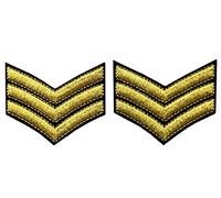 Toppa ricamata per uniforme militare, grado di sergente, da spalla, termoadesiva o da cucire gold