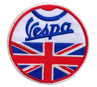 Toppa ricamata termoadesiva a forma di motocicletta con bandiera britannica Union Jack