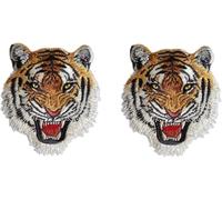 Toppa ricamata termoadesiva a forma di tigre ruggente, per cappelli, vestiti, borse, jeans