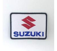 Toppa ricamata termoadesiva con logo Suzuki, motivo: auto da corsa, colore: bianco