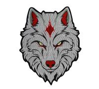 Toppa ricamata termoadesiva con lupo, per giubbotti, gilet, decorazione emblema animale lupo distintivo accessori per abbigliamento