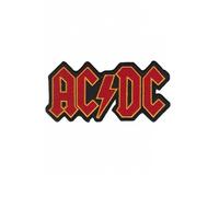 Toppa ricamata termoadesiva con scritta "ACDC ACDC", colore: rosso e oro