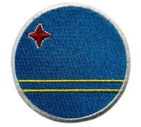 Toppa rotonda con bandiera Aruba, 6 cm, ricamata termoadesiva o da cucire, emblema militare tattico per giacche, zaini, cappelli, gilet e abbigliamento, toppa circolare con bandiera nazionale