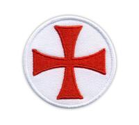 Toppa rotonda con croce dei templari, da cucire, ricamata, emblema