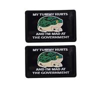 Toppa stampata My Tummy Hurts I'm Mad at The Government Frog, chiusura a gancio con campione ad anello, bordo ricamato, 8,9 x 4,5 cm, nero