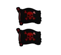 Toppa tattica con teschio pirata e bandiera del morale, con gancio di fissaggio, toppa riflettente a infrarossi tagliata al laser, 8 x 6 cm