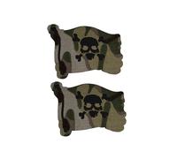 Toppa tattica con teschio pirata e bandiera del morale, con gancio di fissaggio, toppa riflettente a infrarossi tagliata al laser, 8 x 6 cm
