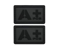 Toppa tattica in PVC con gruppo sanguigno nero, positiva gancio e anello, 4 x 3 cm, confezione da 2