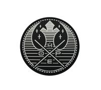 Toppa tattica militare in PVC, design rotondo in bianco e nero, con scritta in lingua inglese "Space Battle", diametro 8 cm