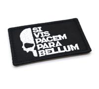 Toppa tattica SI VIS Pacem para Bellum in tessuto ricamato, 8 cm x 5 cm, Hook & Loop, toppe militari per softair, nero e verde (bianco e nero)