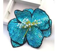 Toppa Termoadesiva 2 pezzi di grandi paillettes fatti a mano fiori ricamati applique scintillanti moda abbigliamento cucito su accessori patch per i Vestiti(Lake Blue)
