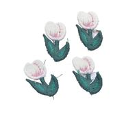 Toppa Termoadesiva 20 Pz 20 * 30mm Ricamato di Lavoro A Maglia Del Fiore Tulipano for Il Cappello(White)