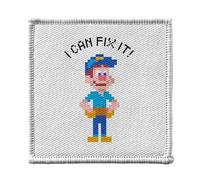 Toppa termoadesiva, 7 x 7 cm, i can Fix It! Personaggio Mascotte Videogiochi 8 bit Retro Gaming Arcade - Patch da stirare per riparazione o personalizzazione T-shirt Borsa Jeans Stampa in Francia