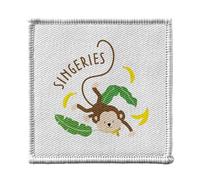 Toppa termoadesiva, 7 x 7 cm, motivo: Mr. Scimmia Roi des Singeries Disegno Illustration - Patch da stirare per riparazione o personalizzazione T-shirt Borsa Jeans Stampa in Francia