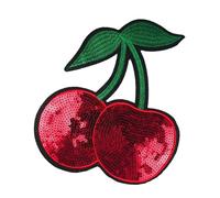 Toppa termoadesiva a forma di ciliegia, con paillettes, per giacche, indumenti, magliette