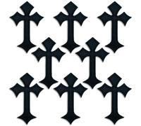 Toppa termoadesiva a forma di croce, ricamata, decorazione fai da te, per jeans, giacche, zaini, cappelli, camicie (8 pezzi, nero)