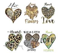 Toppa termoadesiva a forma di cuore, motivo leopardato, per magliette, ragazze, donne, termoadesivo in vinile termoadesivo per vestiti, felpe, jeans, giacche, borse, zaini, decorazioni, fai da te, 6