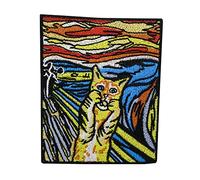 Toppa termoadesiva a forma di gatto con scritta "The Scream", toppa ricamata termoadesiva a forma di cane Finally Home