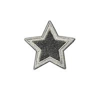 Toppa termoadesiva a forma di stella, colore grigio argento, 4 cm