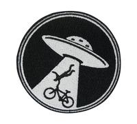 Toppa termoadesiva - Alien Invasion | Toppe Ufo termoadesive rotonde in bianco e nero, toppe spaziali, Toppe Nasa Finally Home