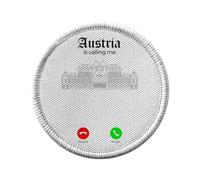 Toppa termoadesiva con abbigliamento rotondo, 7 cm, Austria Is Calling Me Heritage Vienna, toppa da stirare per riparazione o personalizzazione, maglietta con borsa jeans stampata in Francia