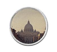 Toppa termoadesiva con abbigliamento rotondo, 7 cm, Basilica di San Pietro di Roma Vaticano Italia Patrimonio Mondiale - Patch da stirare per riparazione o personalizzazione - Borsa jeans stampa in