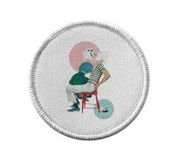 Toppa termoadesiva con abbigliamento rotondo, 7 cm, coppia alla moda, con collage, arte surrealismo, umorismo, San Valentino, toppa da stirare per riparazione o personalizzazione, maglietta con borsa