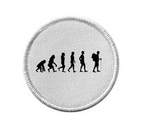 Toppa termoadesiva con abbigliamento rotondo, 7 cm, evoluzione escursionistica, camminata, natura montagna, toppa da stirare per riparazione o personalizzazione, maglietta con borsa jeans stampata in