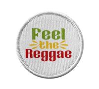 Toppa termoadesiva con abbigliamento rotondo, 7 cm, Feel the Reggae Music Instrument Rasta - Patch da stirare per riparazione o personalizzazione - Borsa jeans stampata in Francia