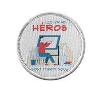 Toppa termoadesiva con abbigliamento rotondo, 7 cm, motivo: Architecte Les Real Hero Maison Craft - Patch da stirare per riparazione o personalizzazione - Borsa jeans stampata in Francia