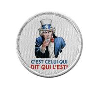 Toppa termoadesiva con abbigliamento rotondo, 7 cm, motivo: "È quello che dice che l'Est Humour Expression Kid", toppa da stirare per riparazione o personalizzazione, maglietta con borsa jeans