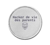 Toppa termoadesiva con abbigliamento rotondo, 7 cm, motivo: Hacker della vita dei genitori, toppa da stirare per riparazione o personalizzazione, maglietta con borsa jeans stampata in Francia