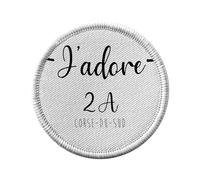 Toppa termoadesiva con abbigliamento rotondo, 7 cm, motivo: J'Adore 2 A, Corse Du Sud, Region, toppa da stirare per riparazione o personalizzazione, maglietta con borsa jeans stampata in Francia