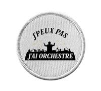 Toppa termoadesiva con abbigliamento rotondo, 7 cm, motivo: J'Peux Pas J'ai Orchestra Musica Classica Mozart - Patch da stirare per riparazione o personalizzazione - Borsa jeans stampa in Francia