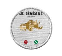 Toppa termoadesiva con abbigliamento rotondo, 7 cm, motivo: Le Senegal M'Appelle Travel Culture Africa - Patch da stirare per riparazione o personalizzazione - Borsa jeans stampata in Francia
