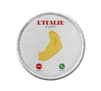 Toppa termoadesiva con abbigliamento rotondo, 7 cm, motivo: "L'Italia M'Appelle Gestuelle Cliché Humor", toppa da stirare per riparazione o personalizzazione, maglietta con borsa jeans stampata in
