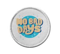 Toppa termoadesiva con abbigliamento rotondo, 7 cm, motivo: No Bad Days Tipografia, messaggio di ispirazione Good Vibes Bien Essre, toppa da stirare per riparazione o personalizzazione, maglietta con