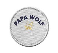 Toppa termoadesiva con abbigliamento rotondo, 7 cm, motivo: Papa Wolf Family Animals Daddy - Patch da stirare per riparazione o personalizzazione, maglietta con stampa in Francia